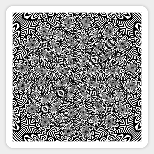 Radial monochrome pattern Sticker by Gaspar Avila